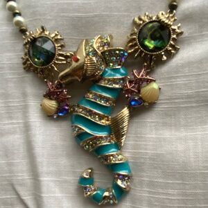 Betsey Johnson Seahorse Statement Necklace